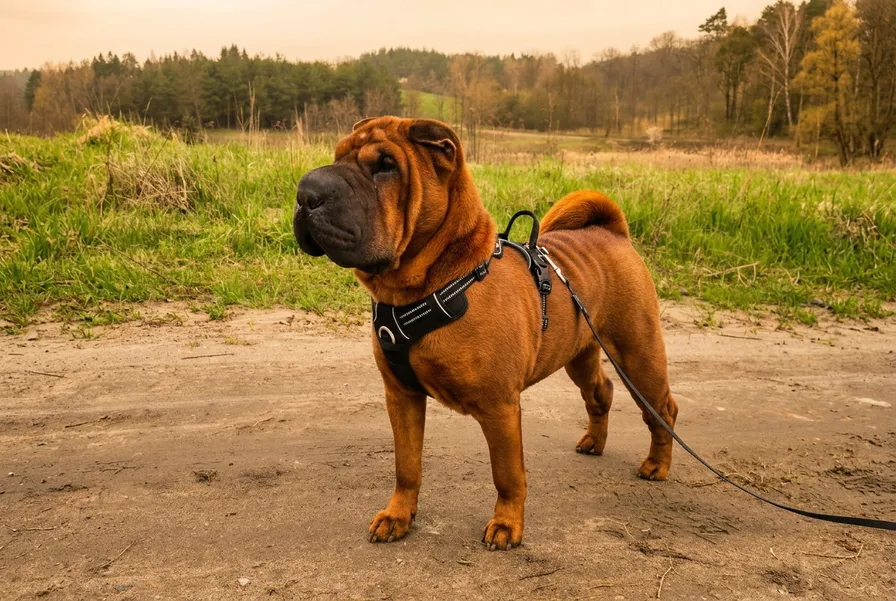 Portret dorosłego Shar-Pei - starożytna rasa z Chin