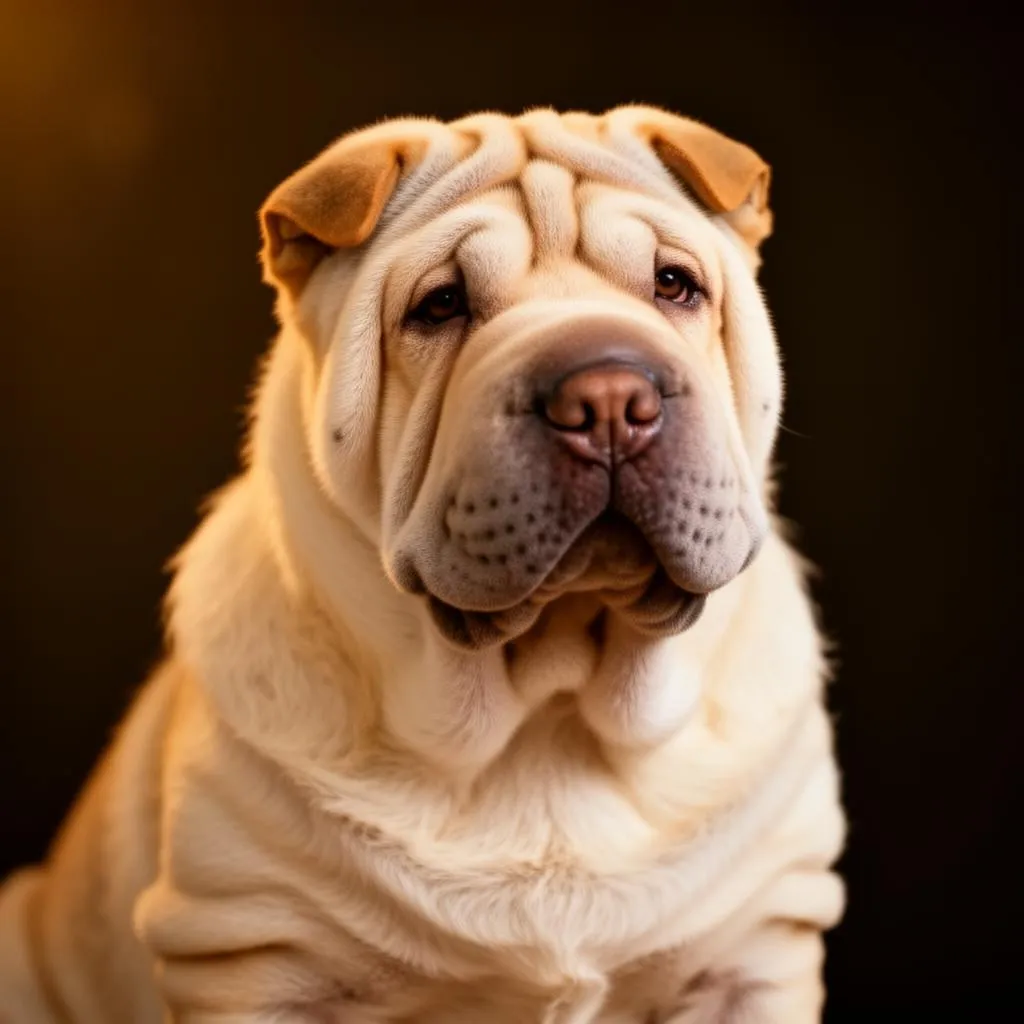 Shar-Pei w kremowym umaszczeniu - jasne jednobarwne ubarwienie rasy